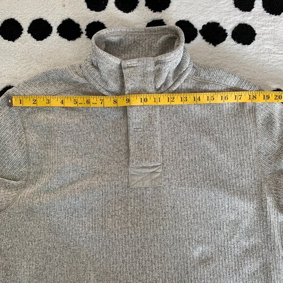 Field & Stream Sweater Henley Men L Grey Ribbed Chunky Knit Mock Neck 1/4 Button - Picture 8 of 11